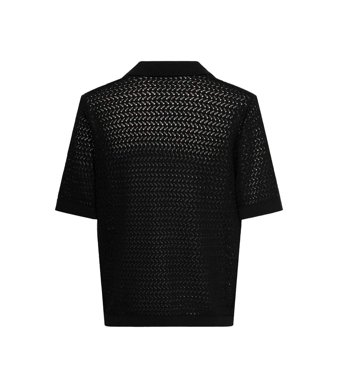Mens Knitted Short-sleeved Polo Shirt Black Only-2