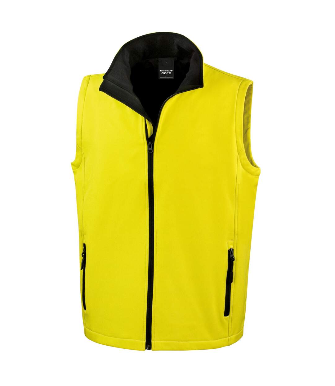 Mens printable softshell body warmer yellow/black Result-1