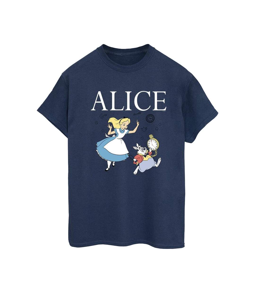Disney - T-shirt ALICE IN WONDERLAND FOLLOW THE RABBIT - Femme (Bleu marine) - UTBI8982-1
