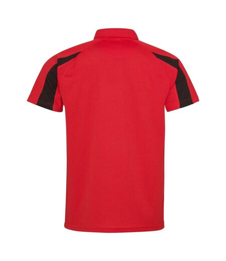Mens Contrast Polo Shirt Fire Red Jet Black AWDis Cool