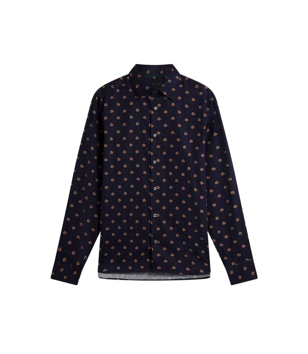 Mens Floral Collared Long-sleeved Shirt Navy Ted Baker-2