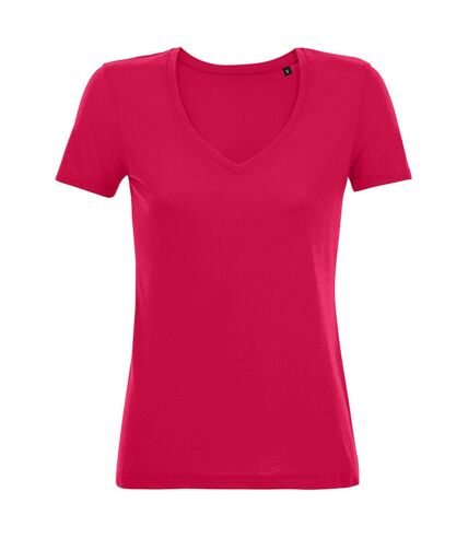 SOLS Womens/Ladies Motion V Neck T-Shirt (Dark Pink)