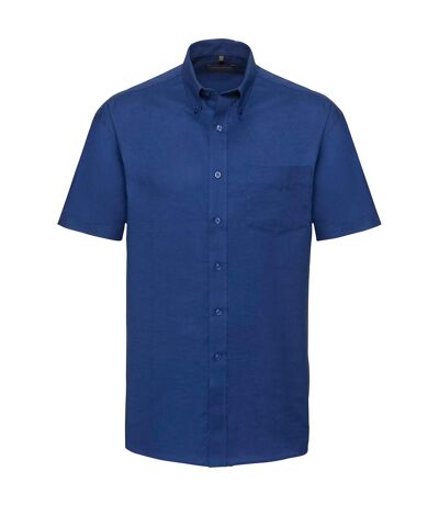 Russell Collection Mens Oxford Easy-Care Short-Sleeved Shirt (Bright Royal Blue) - UTPC6420