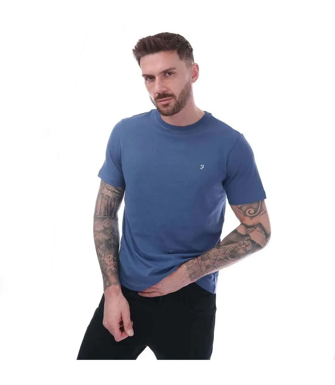 Mens Dean Cotton T-shirt Blue Farah-1