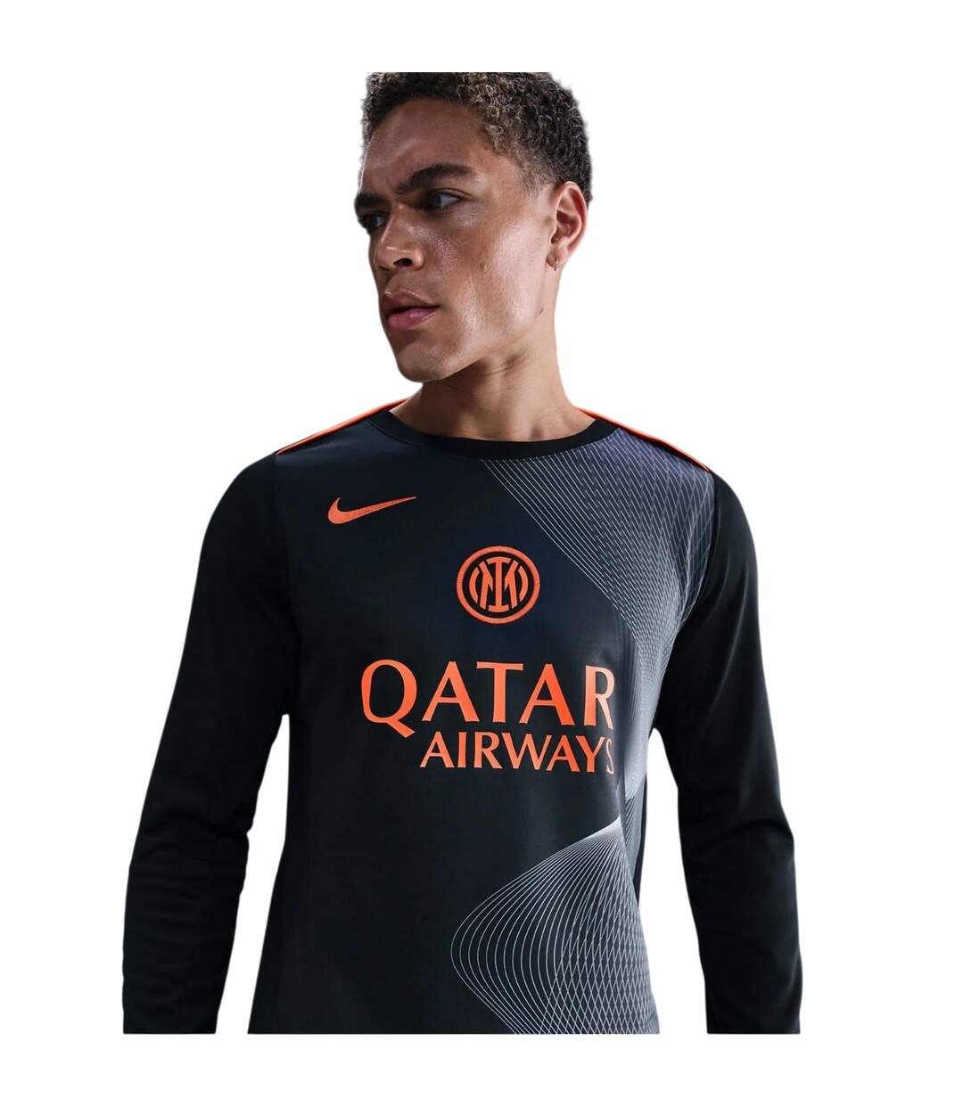 Mens Inter Milan Third Pre Match Training Football Shirt Black Blue Nike-4