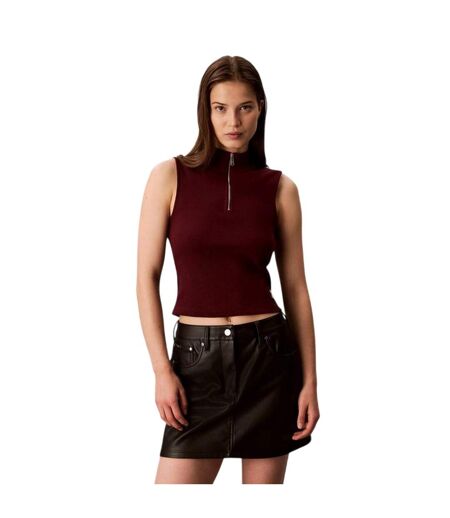 Womens/ladies Ribbed Slim Sleeveless Tank Top Rouge Calvin Klein