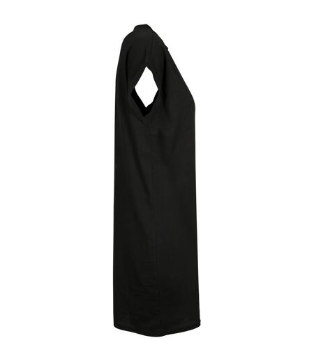 Womens/ladies Extended Shoulder Casual Dress Black Build Your Brand
