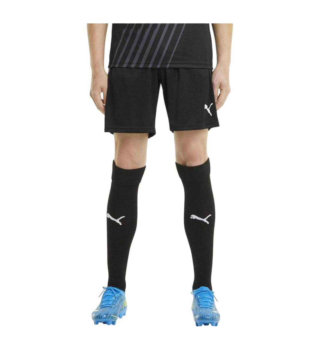 Mens Teamliga Logo Training Football Shorts Black White Puma-4