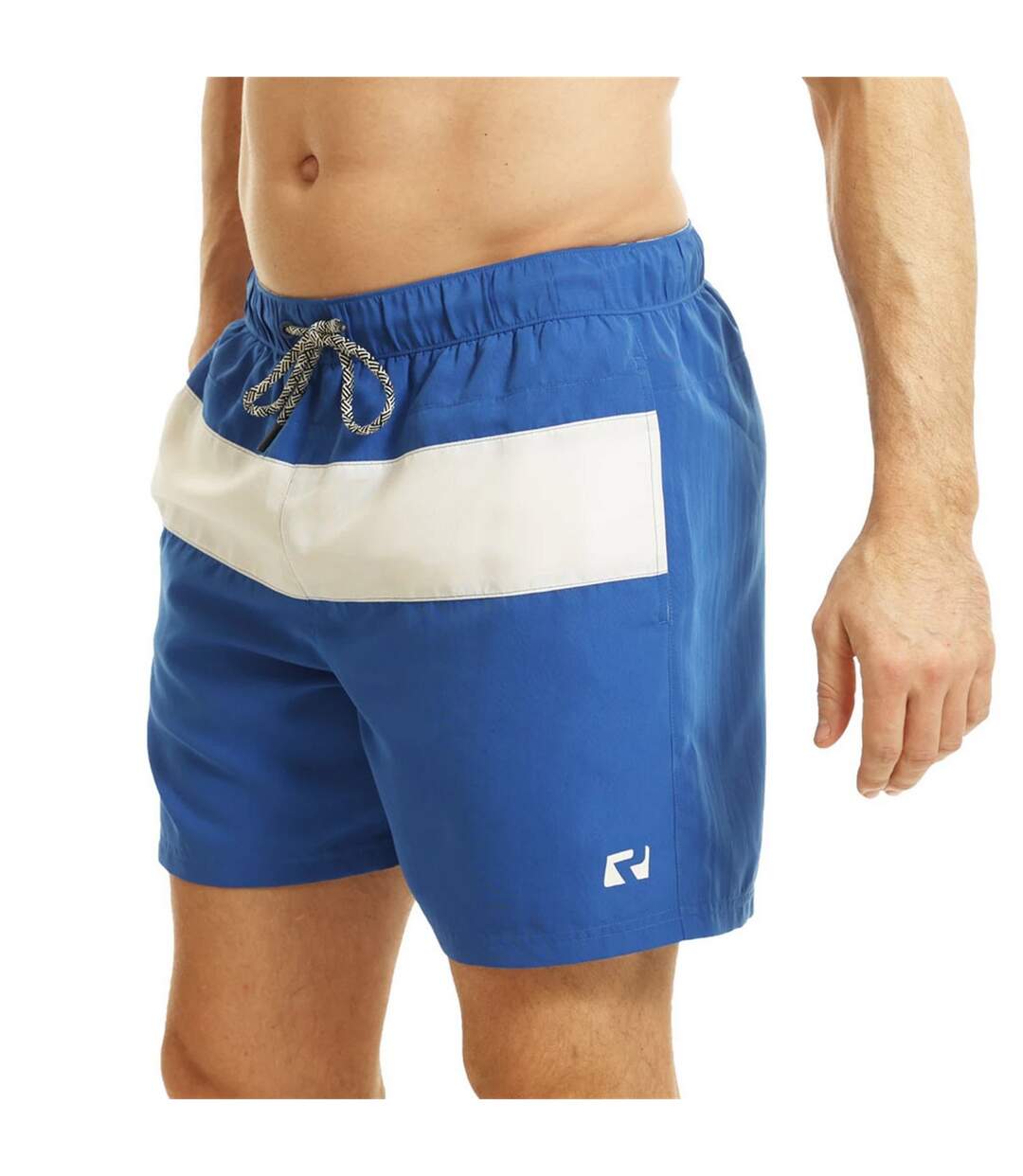 Mens contrast striped swim shorts royal blue/white RIPT Essentials-4