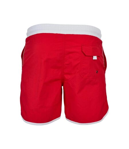 Short De Bain Motif/style Rétro Homme Rouge Feu Blanc Urban Classics