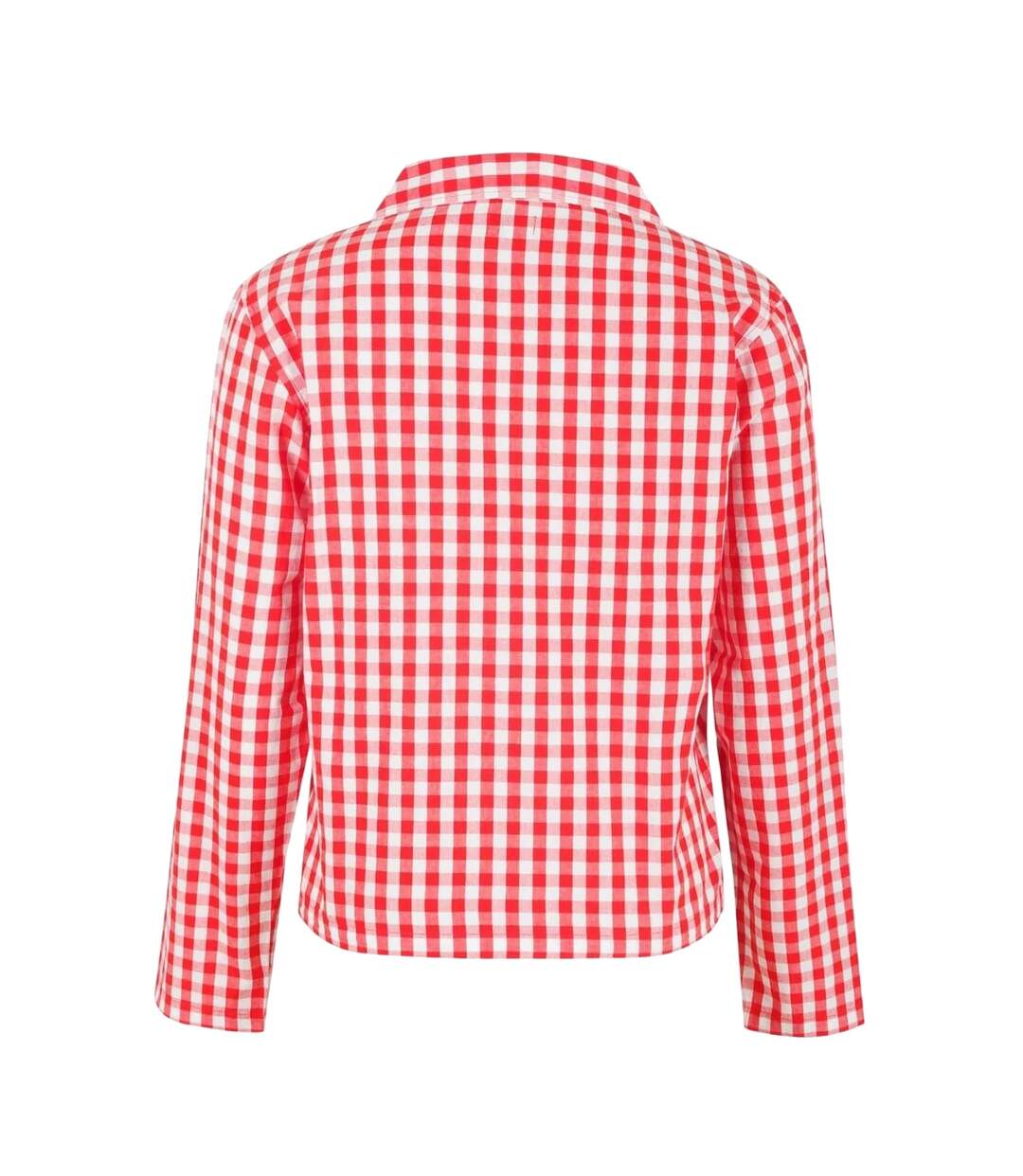 Womens/ladies Gingham Check Relaxed Fit Long-sleeved Shirt Red White Linea-2