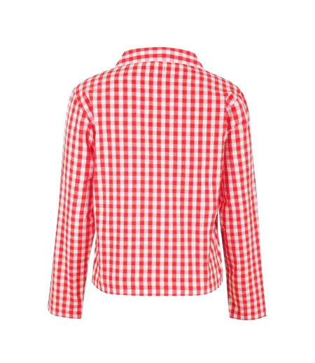 Womens/ladies Gingham Check Relaxed Fit Long-sleeved Shirt Red White Linea