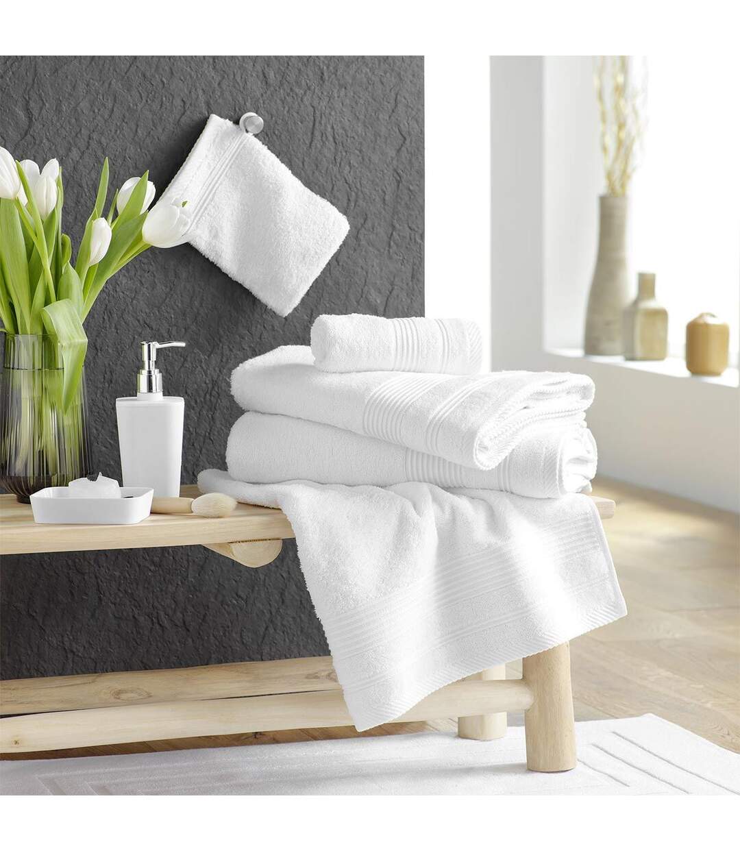 Lot de 2 Gants de Toilette Tendresse 15x21cm Blanc-4
