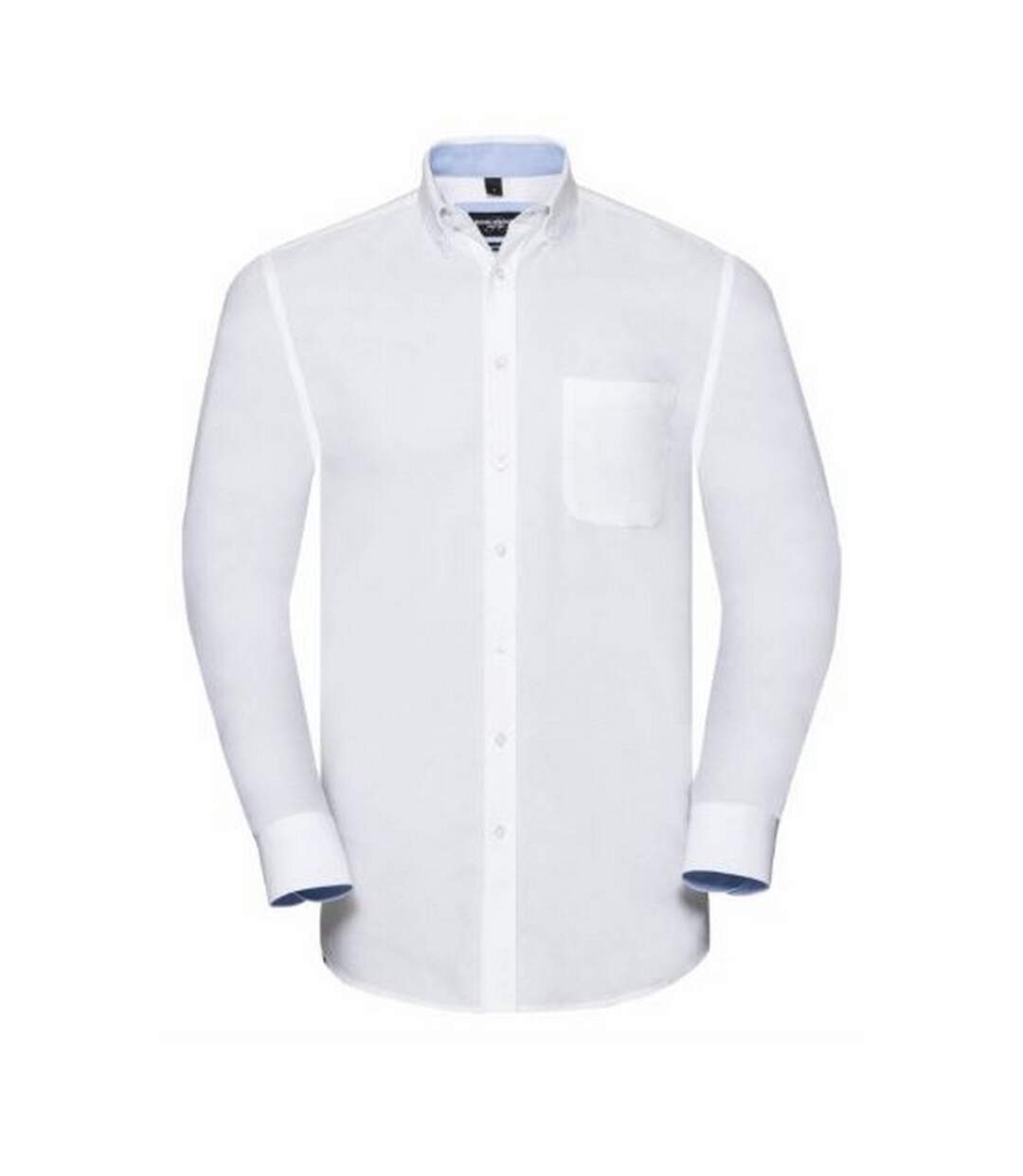 Russell Collection Mens Long Sleeve Tailored Oxford shirt (White/Oxford Blue)