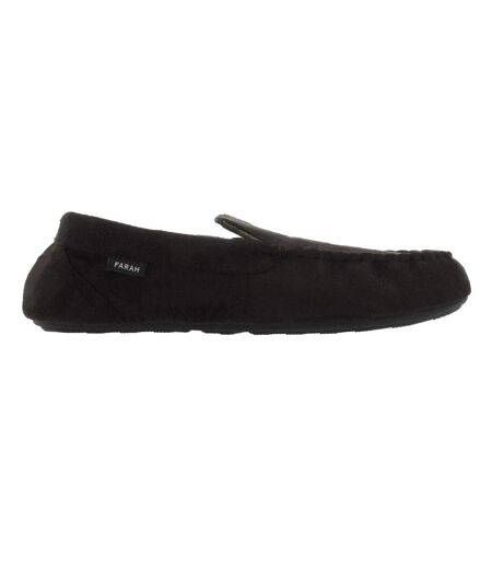 Mens Nicken Moccasin Slippers Black Farah