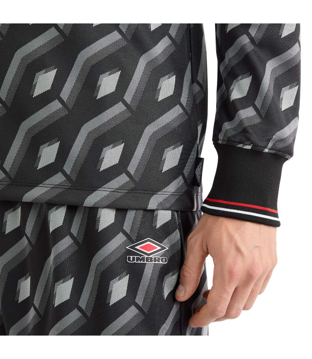 Mens Jacquard Long-sleeved Jersey Black Grey Umbro-4