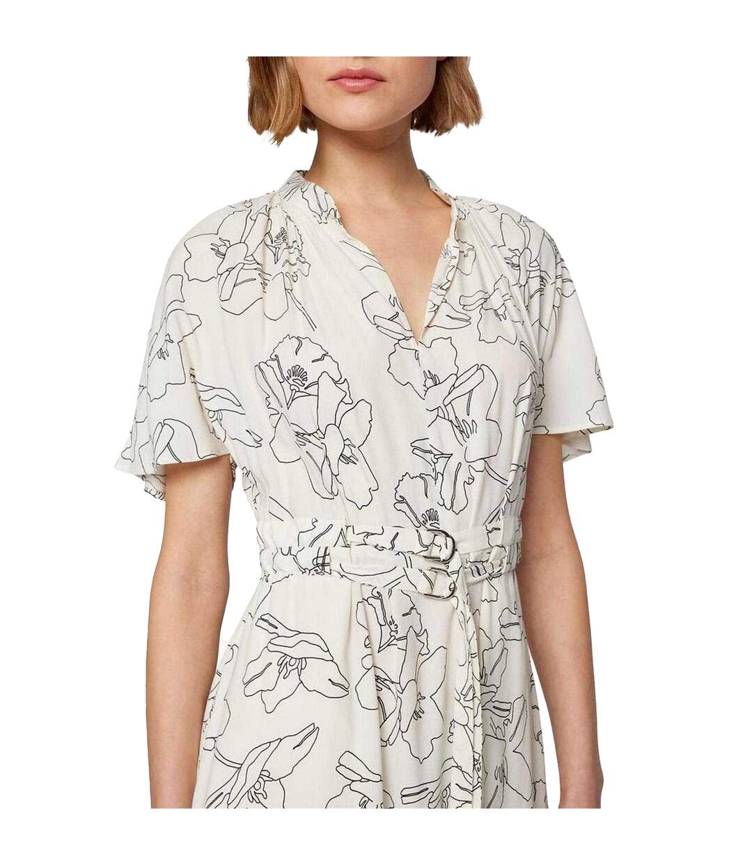 Robe Motif/style Floral Dalluah Femme Crème Noir Boss-3