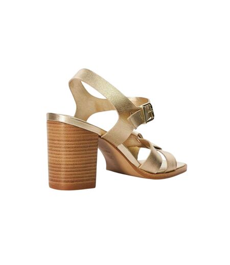 Womens/ladies Jessia Leather Sandals Gold Dune London