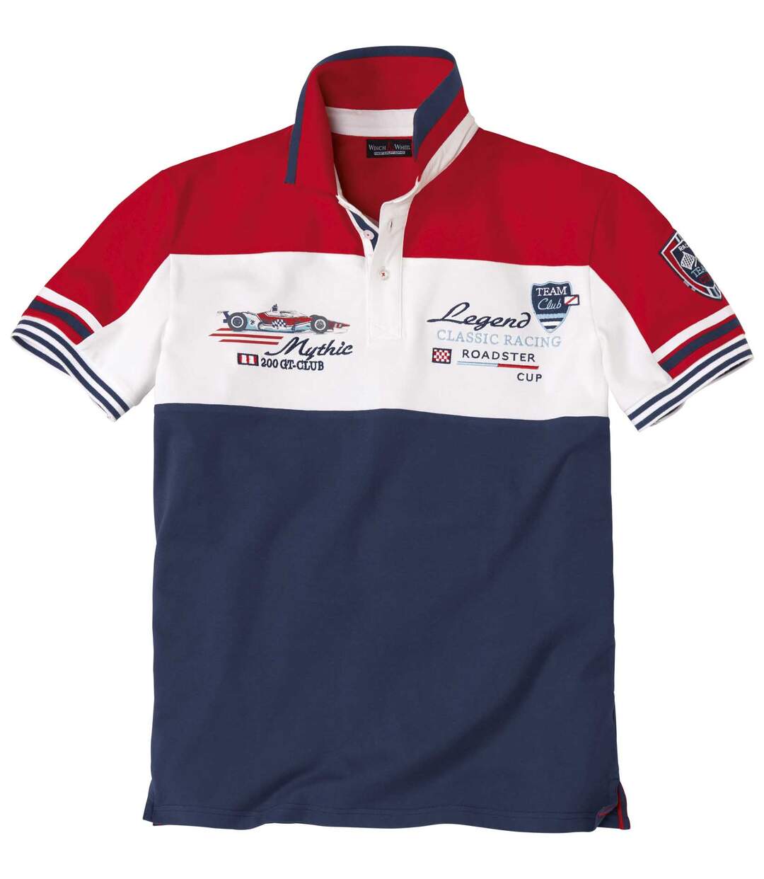 Men's Sporty Polo Shirt - Navy White Red Atlas For Men