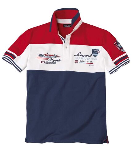Men's Sporty Polo Shirt - Navy White Red