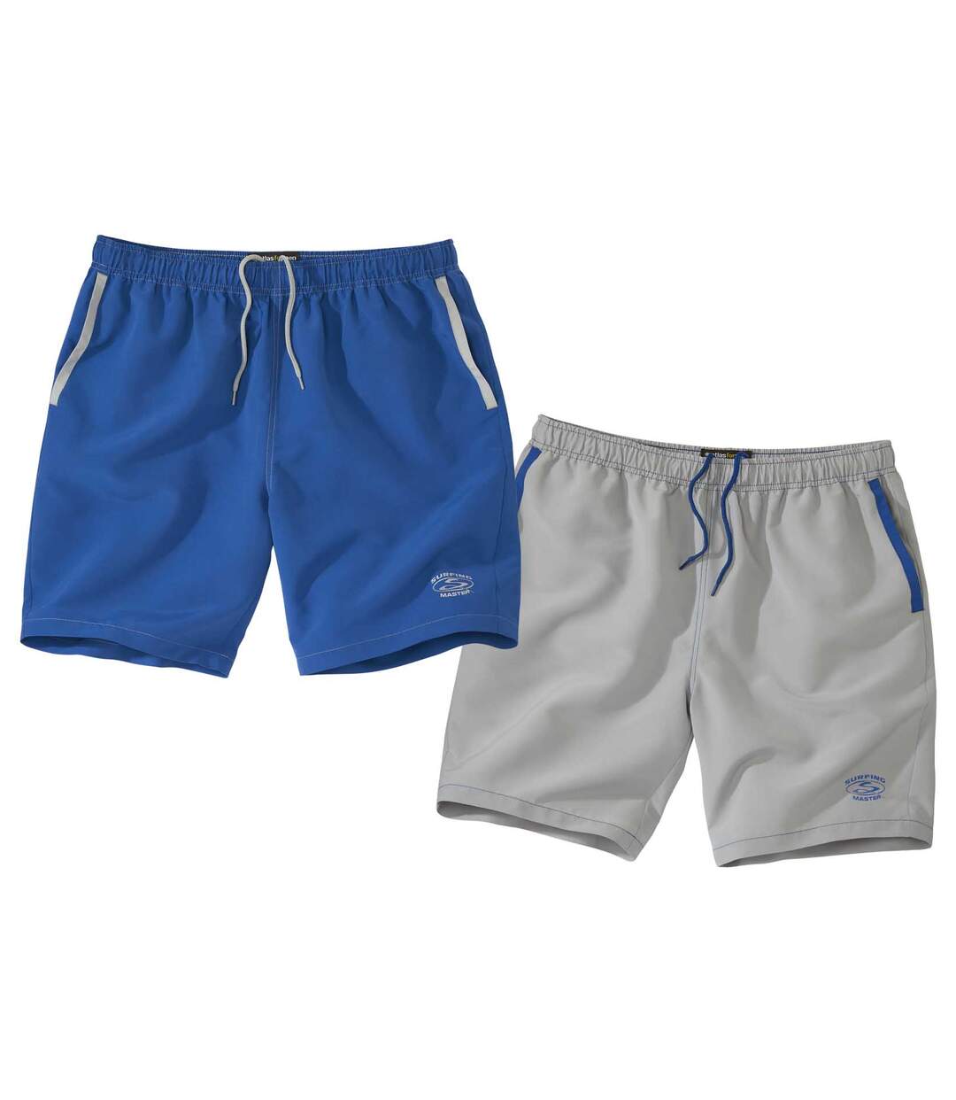 Pack of 2 Men's Microfibre Shorts - Grey Blue Atlas For Men