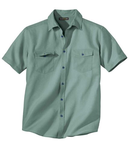 Men's Cotton and Linen Blend Shirt - Green