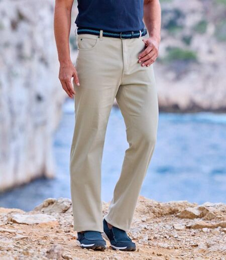 Men's Beige Stretchy Twill Chinos