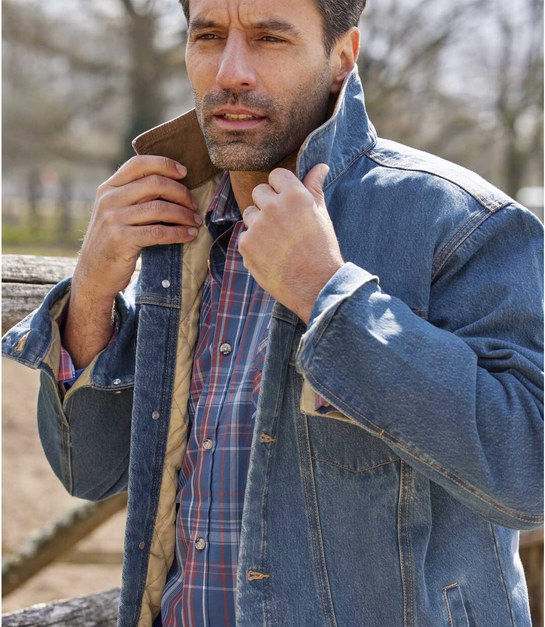 Kurtka jeansowa z pikowaniem Western Atlas For Men