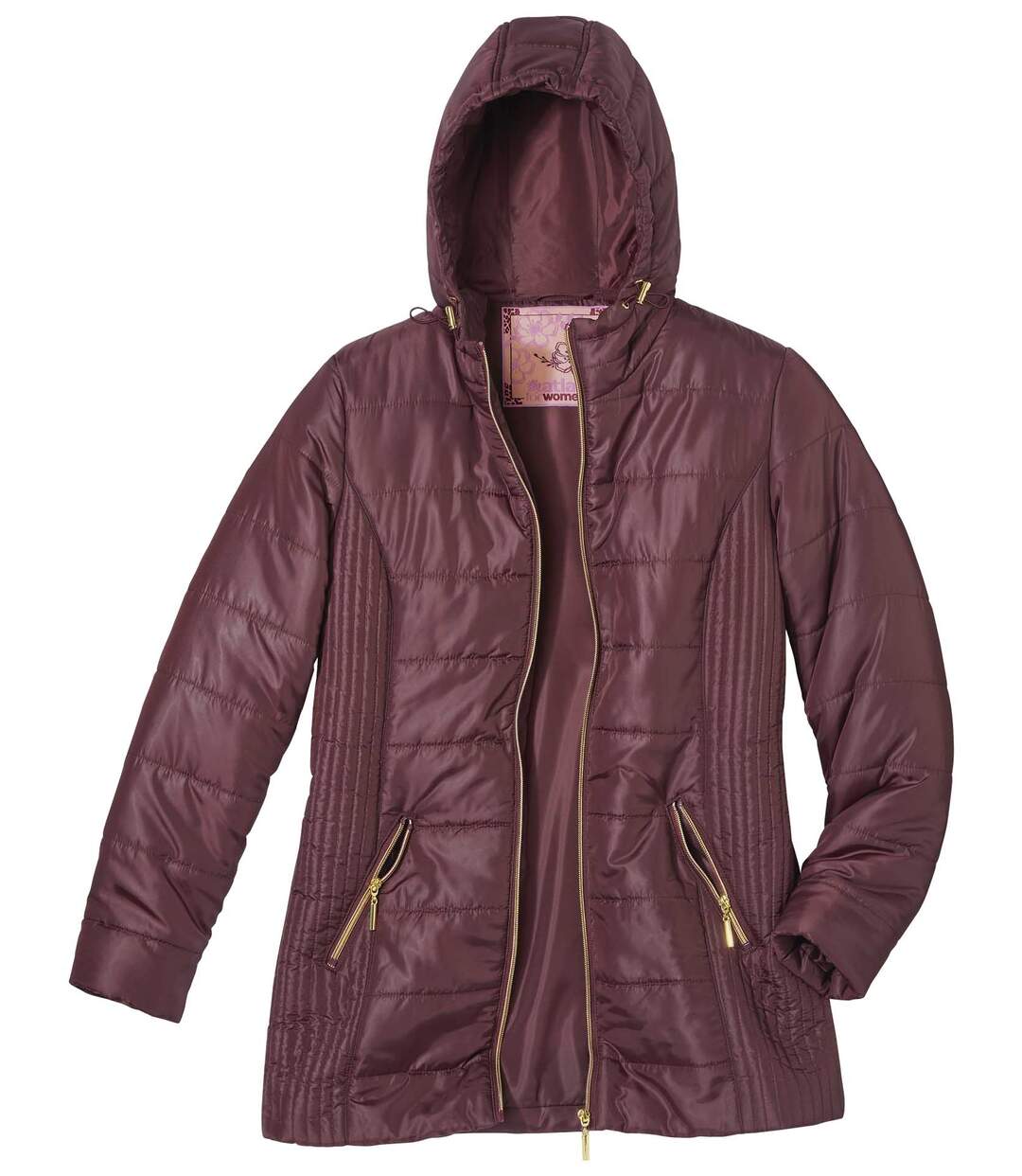 Women's Plum Padded Jacket with Hood - Full Zip - Water-Repellent Atlas For Men