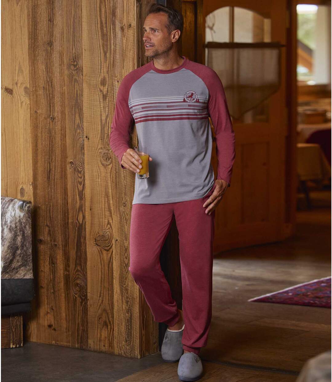 Men's Jersey Pajamas - Burgundy Gray Atlas For Men
