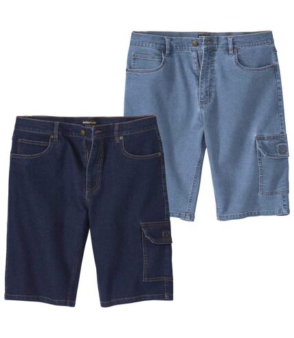 Pack of 2 Men's Blue Denim Cargo Shorts  