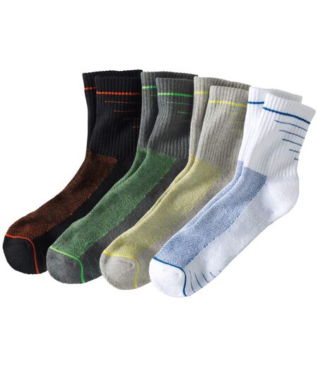 Pack of 4 Pairs of Men's Sports Socks - Black Grey White 