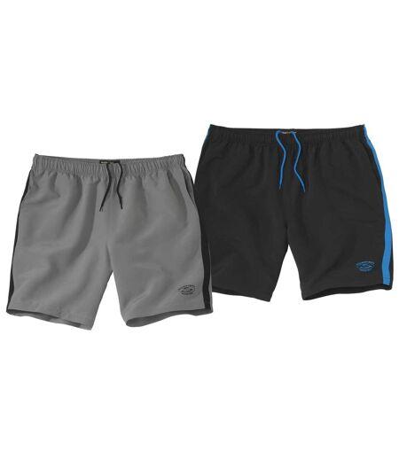 Pack of 2 Men's Microfibre Shorts - Grey Black