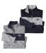 Pack of 2 Men's Quarter-Zip Sweatshirts - Gray Navy