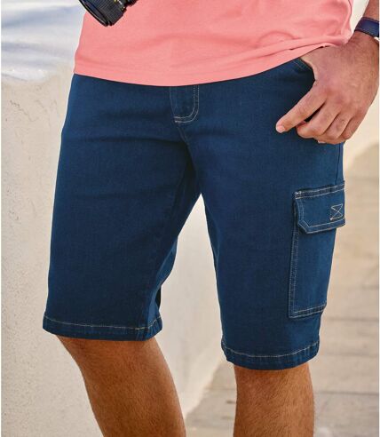 Pack of 2 Men's Stretchy Denim Shorts - Blue Navy