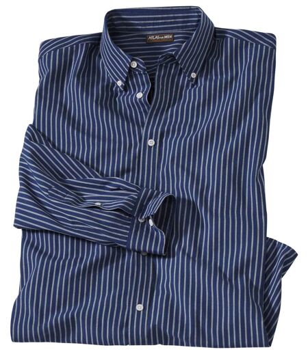 Men's Long Sleeve Striped Shirt - Blue