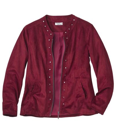 Women's Burgundy Faux-Suede Jacket