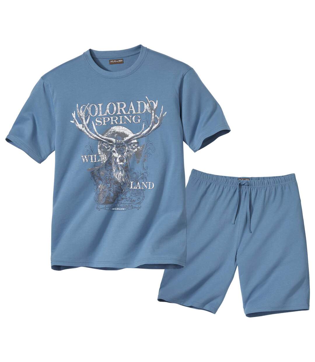 Men's Short Animal Print Pyjama Set - Blue Atlas For Men