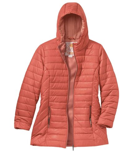 Women's Pink Longline Padded Jacket 