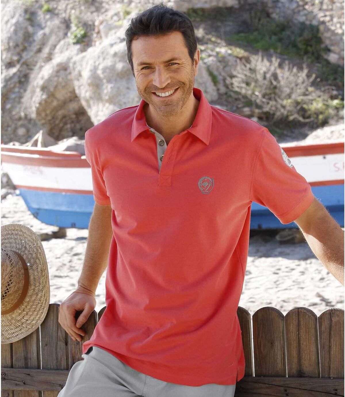 Korallenrotes Poloshirt Atlas For Men