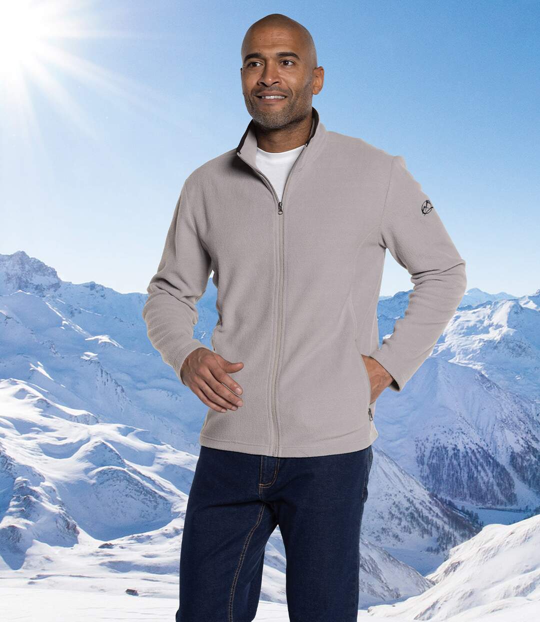 Pack of 2 Men's Full Zip Microfleece Jackets - Navy Grey