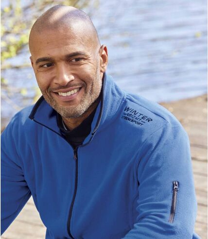 Pack of 2 Men's Outdoor Microfleece Jackets - Blue and Black