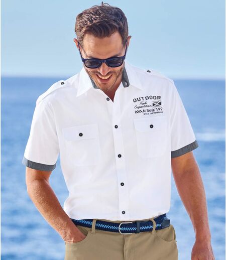 Men's White Pilot-Style Shirt 