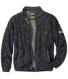 Men's Fleece-Lined Full Zip Knitted Jacket - Dark Gray Marl Atlas For Men