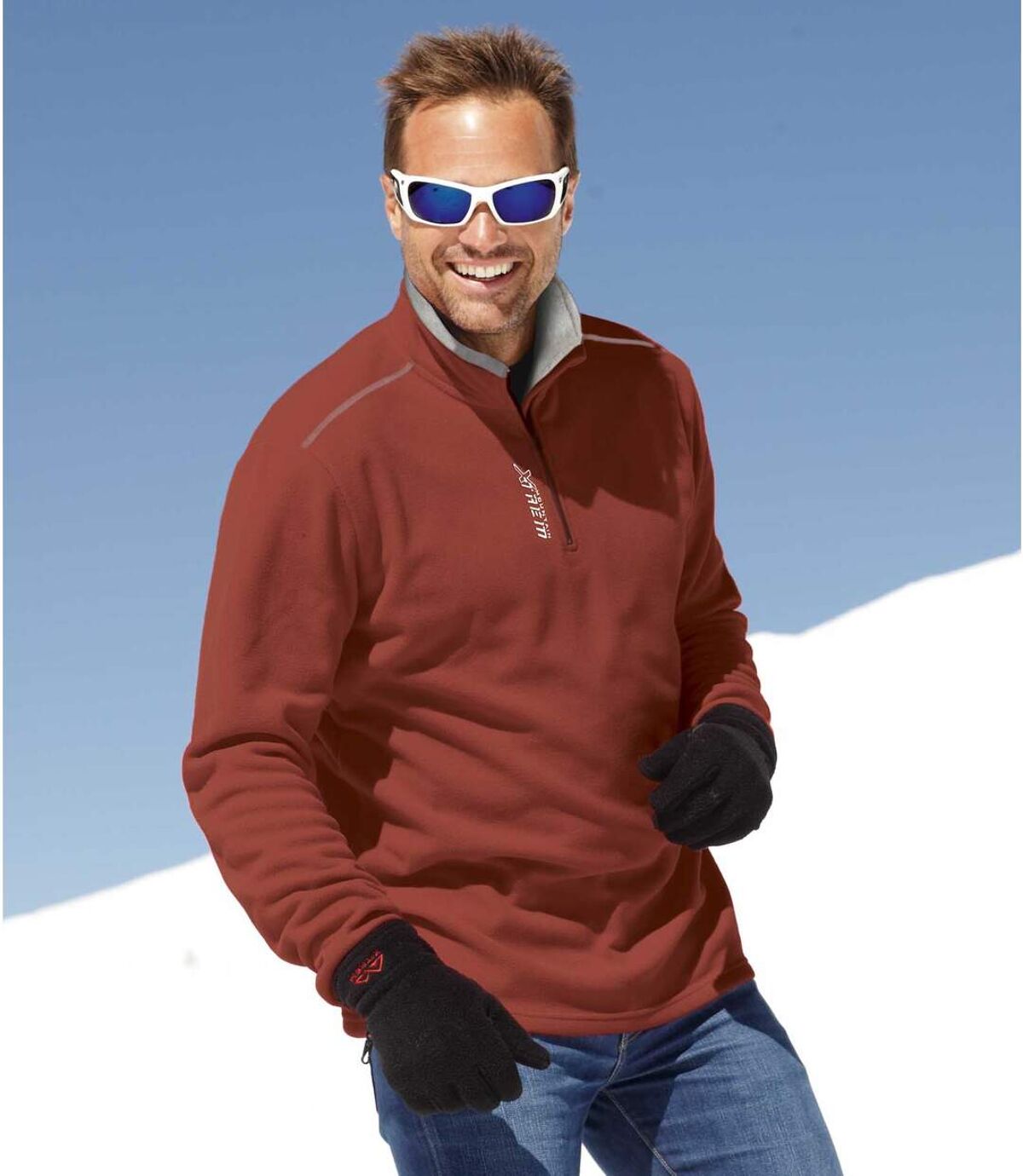 Pack of 2 Half Zip Microfleece Pullovers - Red, Grey Atlas For Men