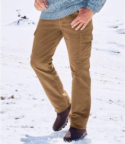 Pantalon Velours Cargo Stretch Marron 