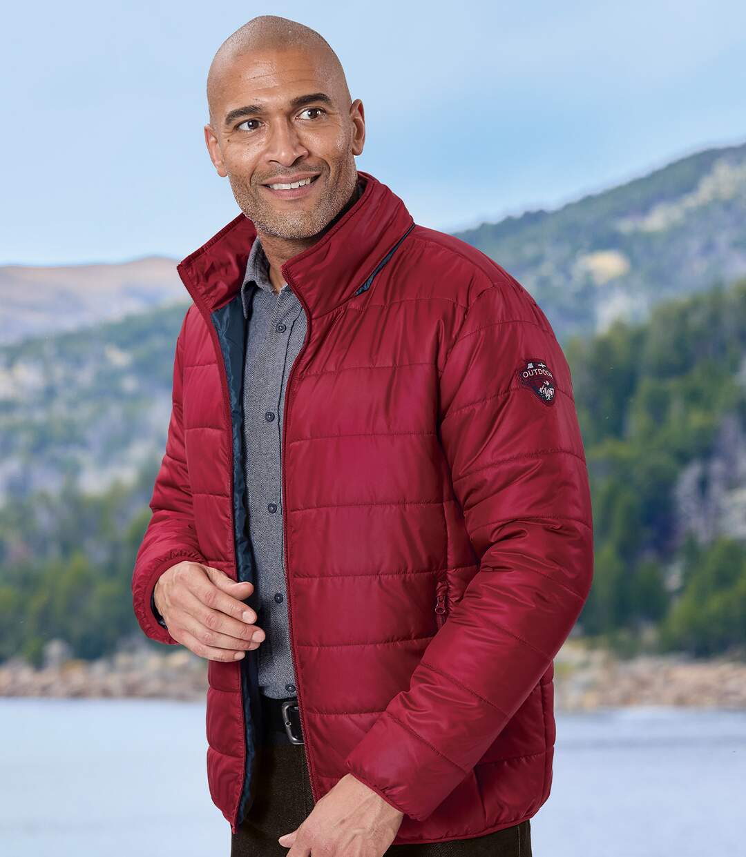 Men's Burgundy Water-Repellent Padded Jacket-2