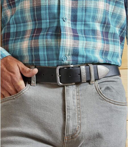 Ceinture en croûte de cuir homme - noir