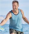 Pack of 3 Men's Summer Vests - Khaki Navy Turquoise Atlas For Men