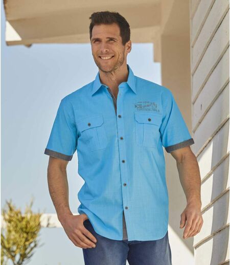 Men's Turquoise Pilot-Style Shirt